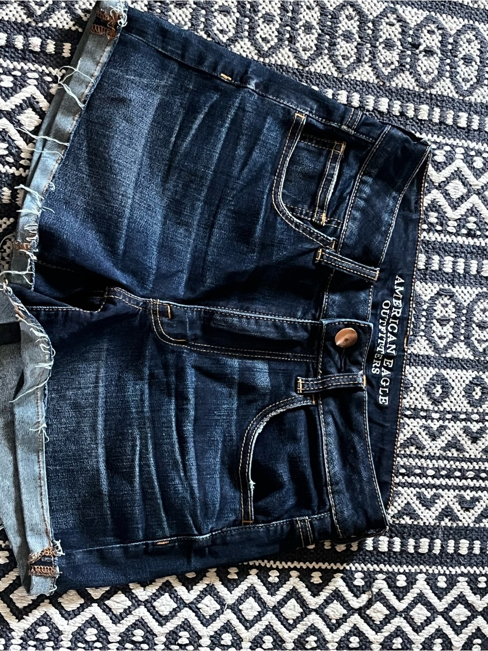 American Eagle Outfitters Navy Hi-Rise Shortie Denim Shorts